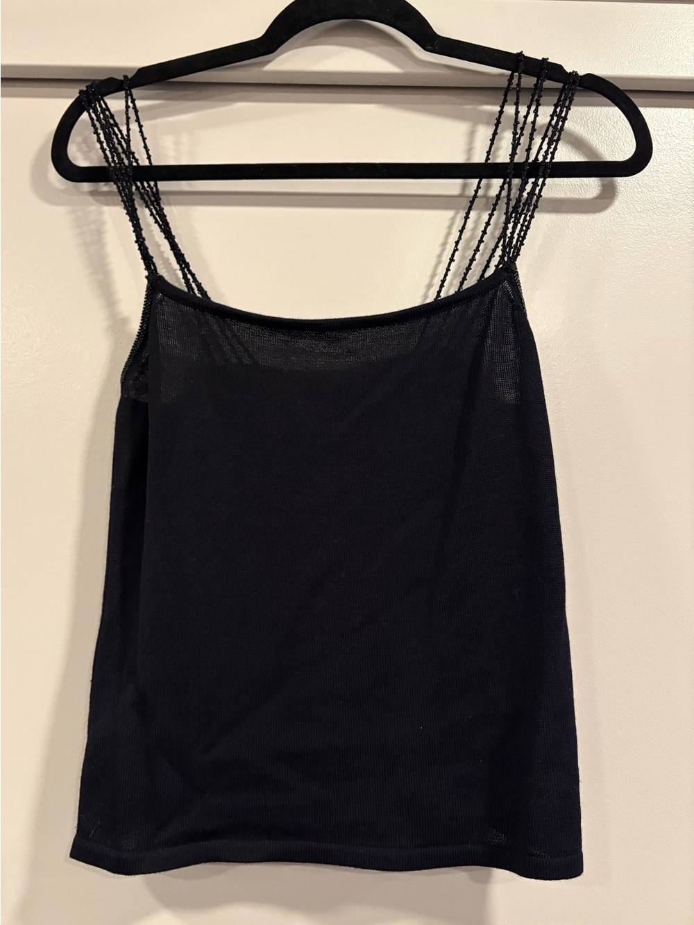 Vintage Donna Karan Signature | knit tank with beaded spaghetti straps SZ S